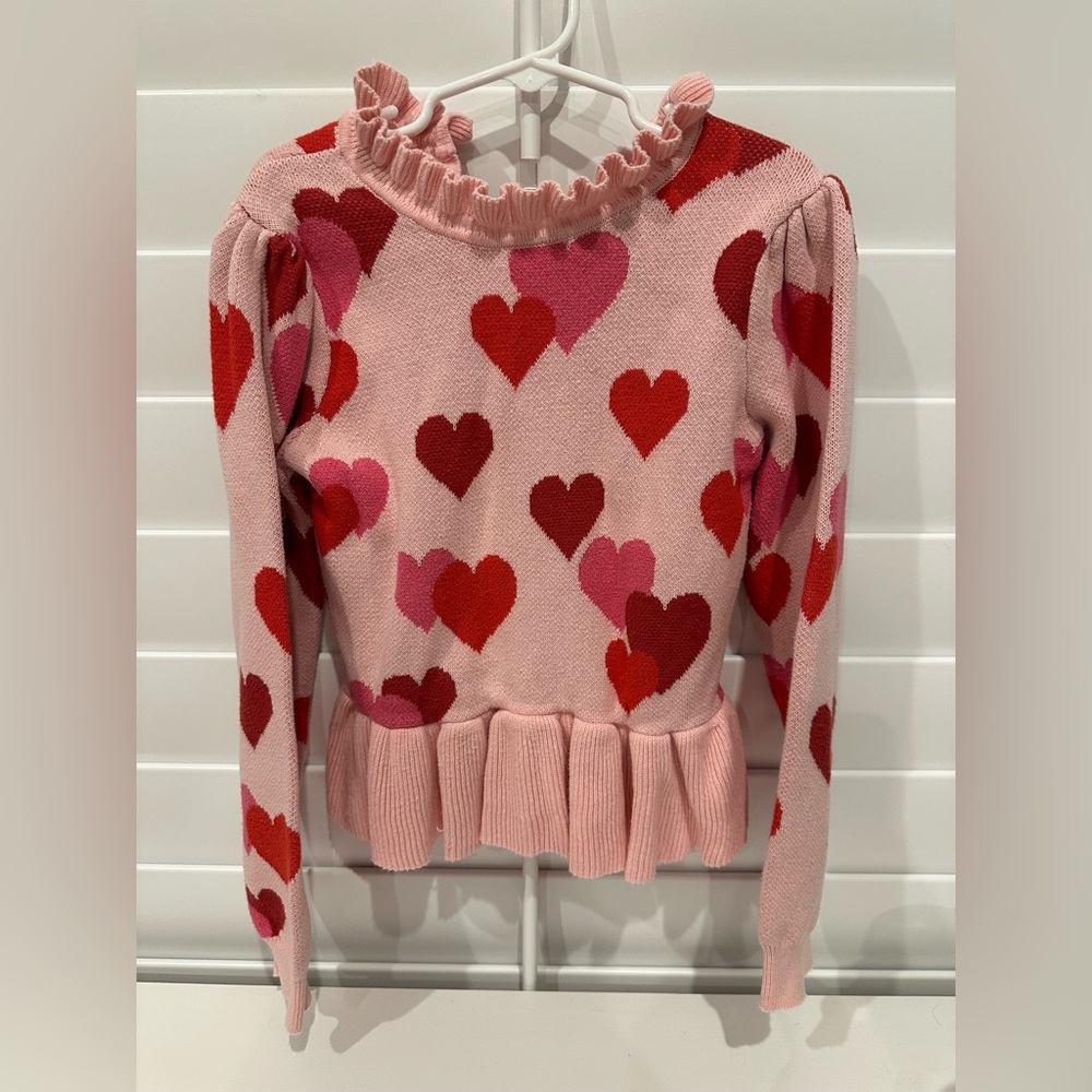 Janie and Jack Pink Heart Sweater Heirloom quality size 7